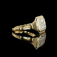 14K Yellow Gold East-West Bezel Set Emerald Cut Lab Diamond Solitaire Ring - 7.03 Carat Total Weight, E-F Color, VVS2 Clarity, IGI Certified - Covaloro Fine Jewelry