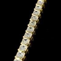 14K Yellow Gold East-West Bezel Set Emerald Cut Lab Diamond Tennis Bracelet - 4.89 Carat Total Diamond Weight - Covaloro Fine Jewelry