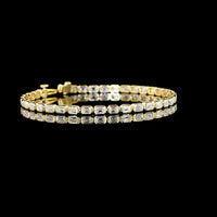 14K Yellow Gold East-West Bezel Set Emerald Cut Lab Diamond Tennis Bracelet - 5.18 Carats Total Diamond Weight - Covaloro Fine Jewelry