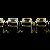14K Yellow Gold East-West Bezel Set Emerald Cut Lab Diamond Tennis Bracelet - 5.18 Carats Total Diamond Weight - Covaloro Fine Jewelry