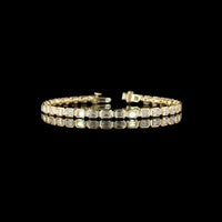 14K Yellow Gold East-West Bezel Set Emerald Cut Lab Diamond Tennis Bracelet - 6.42 Carat Total Weight - Covaloro Fine Jewelry