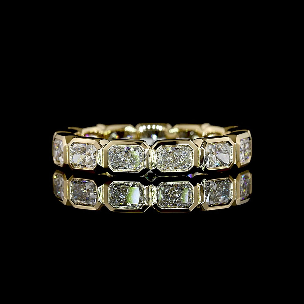 14K Yellow Gold East-West Bezel Set Eternity Band with Radiant Cut Lab Diamonds - 1.80 Carat Total Weight - Covaloro Fine Jewelry