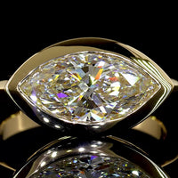 14K Yellow Gold East-West Bezel Set Marquise Cut Lab Diamond Solitaire Ring - 2.53 Carat, IGI Certified E VVS2 - Covaloro Fine Jewelry