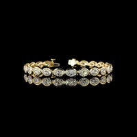 14K Yellow Gold East-West Bezel Set Oval Lab Diamond Tennis Bracelet - 11.64 Carat Total Weight (22 Stones, E-F VS) - Covaloro Fine Jewelry