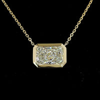 14K Yellow Gold East-West Bezel Set Radiant Cut Lab Diamond Solitaire Pendant - 2.09 Carat Total Diamond Weight - Covaloro Fine Jewelry