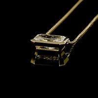 14K Yellow Gold East-West Bezel Set Radiant Cut Lab Diamond Solitaire Pendant - 3.09 Carat Total Diamond Weight, IGI Certified E-F VS1 - Covaloro Fine Jewelry