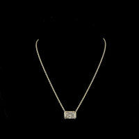 14K Yellow Gold East-West Bezel Set Radiant Cut Lab Diamond Solitaire Pendant - 6.02 Carat Total Weight, E-F Color, VS1 Clarity - Covaloro Fine Jewelry