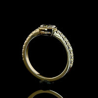 14K Yellow Gold East-West Cushion Cut Solitaire Diamond Shank Ring with Bezel & Prong Set Lab Diamonds - 0.83 Carats Total Diamond Weight - Covaloro Fine Jewelry