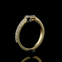 14K Yellow Gold East-West Cushion Cut Solitaire Diamond Shank Ring with Bezel & Prong Set Lab Diamonds - 0.83 Carats Total Diamond Weight - Covaloro Fine Jewelry