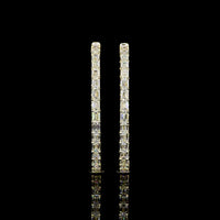 14K Yellow Gold East-West Emerald Cut Hoop Earrings with Lab Diamonds - 6.40 Carats Total Diamond Weight - Covaloro Fine Jewelry