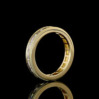 14K Yellow Gold East-West Emerald Cut Lab Diamond Eternity Band - 2.08 Carats Total Diamond Weight, E-F VS1 Clarity, Channel Set with Milgrain - Covaloro Fine Jewelry