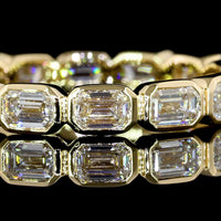 14K Yellow Gold East-West Emerald Cut Lab Diamond Eternity Band - 3.24 Carats Total Diamond Weight, Bezel Set, E-F VS2 Clarity - Covaloro Fine Jewelry
