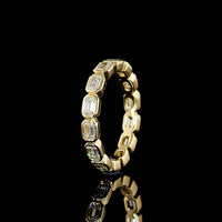 14K Yellow Gold East-West Emerald Cut Lab Diamond Eternity Band - 3.24 Carats Total Diamond Weight, Bezel Set, E-F VS2 Clarity - Covaloro Fine Jewelry