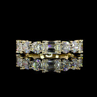 14K Yellow Gold East-West Emerald Cut Lab Diamond Eternity Band with Brilliant Cut Accents - 3.24 Carats Total Diamond Weight - Covaloro Fine Jewelry