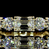 14K Yellow Gold East-West Emerald Cut Lab Diamond Eternity Band with Brilliant Cut Accents - 3.24 Carats Total Diamond Weight - Covaloro Fine Jewelry
