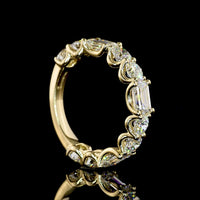 14K Yellow Gold East-West Emerald Cut Lab Diamond Eternity Band with Brilliant Cut Accents - 3.24 Carats Total Diamond Weight - Covaloro Fine Jewelry