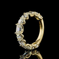 14K Yellow Gold East-West Emerald Cut Lab Diamond Eternity Band with Brilliant Cut Accents - 3.24 Carats Total Diamond Weight - Covaloro Fine Jewelry