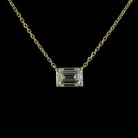 14K Yellow Gold East-West Emerald Cut Lab Diamond Pendant - 1.05 Carat Total Diamond Weight - Covaloro Fine Jewelry