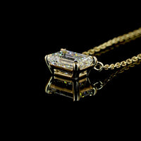 14K Yellow Gold East-West Emerald Cut Lab Diamond Pendant - 1.05 Carat Total Diamond Weight - Covaloro Fine Jewelry