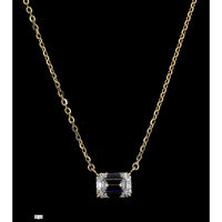 14K Yellow Gold East-West Emerald Cut Lab Diamond Solitaire Pendant - 2.02 Carat Total Weight, E-F Color, VS2 Clarity - Covaloro Fine Jewelry