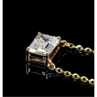 14K Yellow Gold East-West Emerald Cut Lab Diamond Solitaire Pendant - 2.02 Carat Total Weight, E-F Color, VS2 Clarity - Covaloro Fine Jewelry