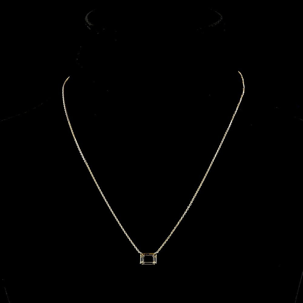 14K Yellow Gold East-West Emerald Cut Lab Diamond Solitaire Pendant - 2.09 Carat D VVS2 GIA Certified - Covaloro Fine Jewelry