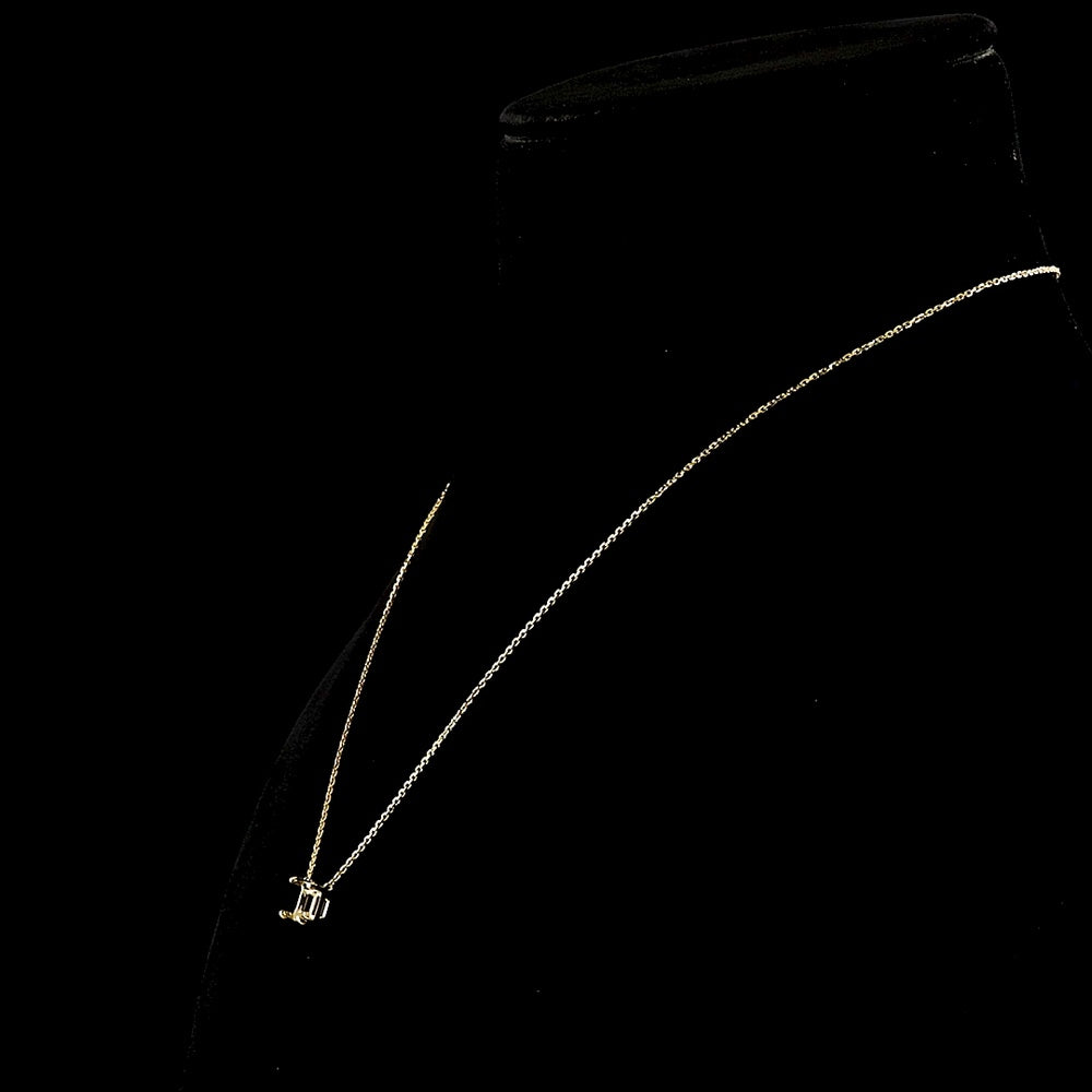 14K Yellow Gold East-West Emerald Cut Lab Diamond Solitaire Pendant - 2.09 Carat D VVS2 GIA Certified - Covaloro Fine Jewelry