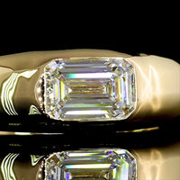 14K Yellow Gold East-West Emerald Cut Lab Diamond Solitaire Ring with Flush Setting - 1.06 Carat Total Weight (E VVS2 Center) - Covaloro Fine Jewelry