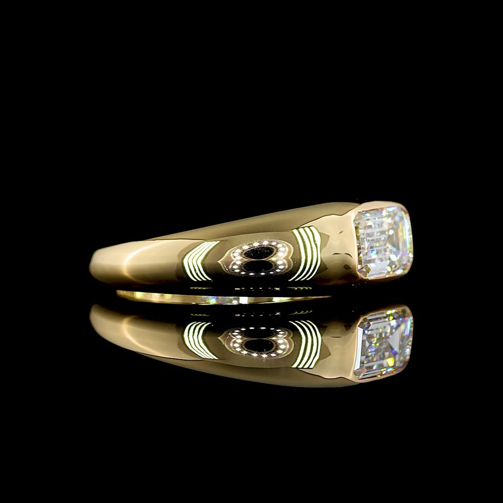 14K Yellow Gold East-West Emerald Cut Lab Diamond Solitaire Ring with Flush Setting - 1.06 Carat Total Weight (E VVS2 Center) - Covaloro Fine Jewelry