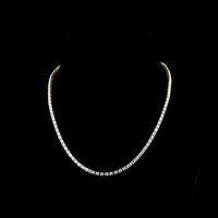 14K Yellow Gold East-West Emerald Cut Lab Diamond Tennis Necklace - 15.62 Carat Total Weight, 107 Stones, E-F Color VS Clarity - Covaloro Fine Jewelry