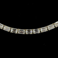 14K Yellow Gold East-West Emerald Cut Lab Diamond Tennis Necklace - 15.62 Carat Total Weight, 107 Stones, E-F Color VS Clarity - Covaloro Fine Jewelry