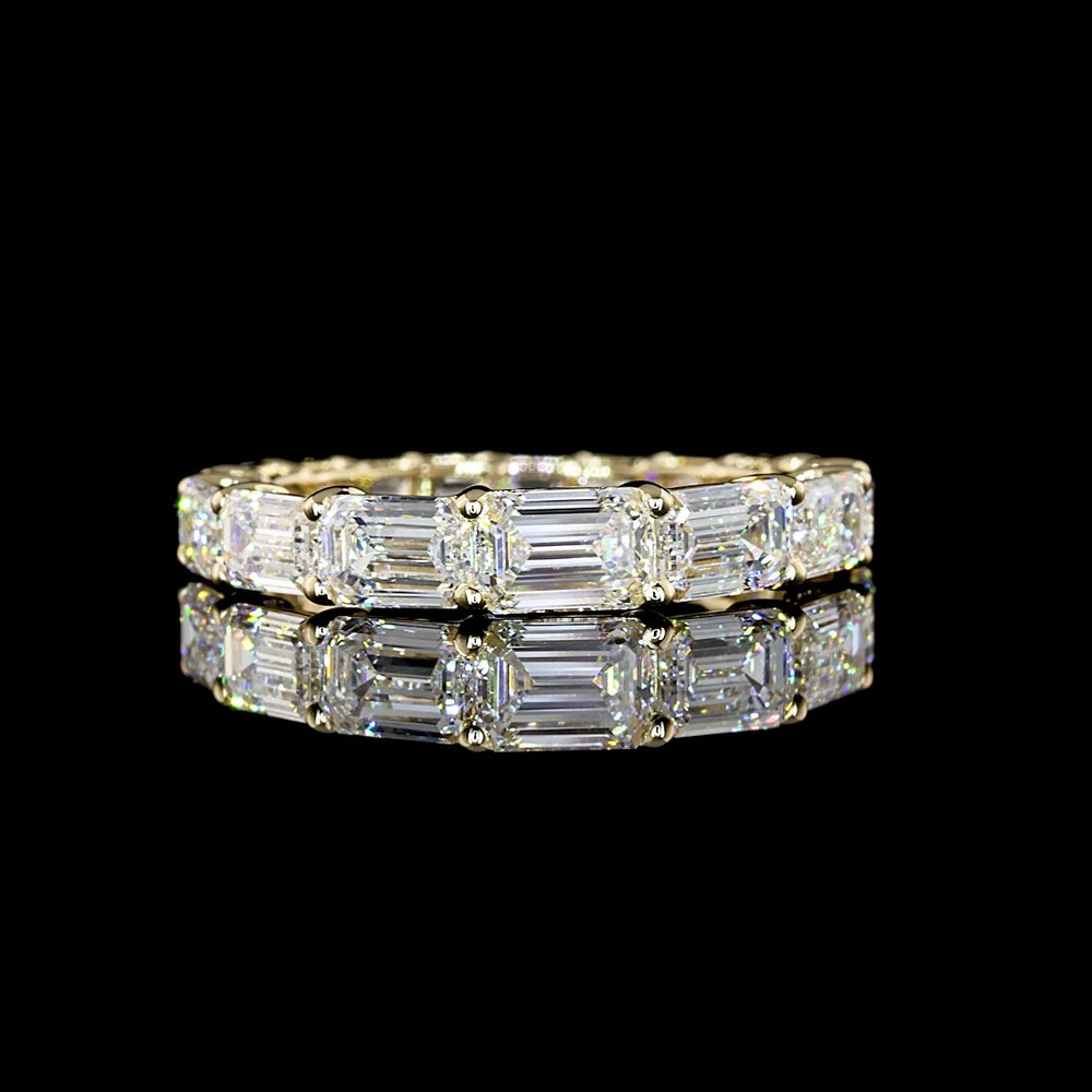 14K Yellow Gold East-West Eternity Band with 2.76 Carat Lab-Grown Emerald Cut Diamonds - E-F Color, VS Clarity, 17 Stones - Covaloro Fine Jewelry