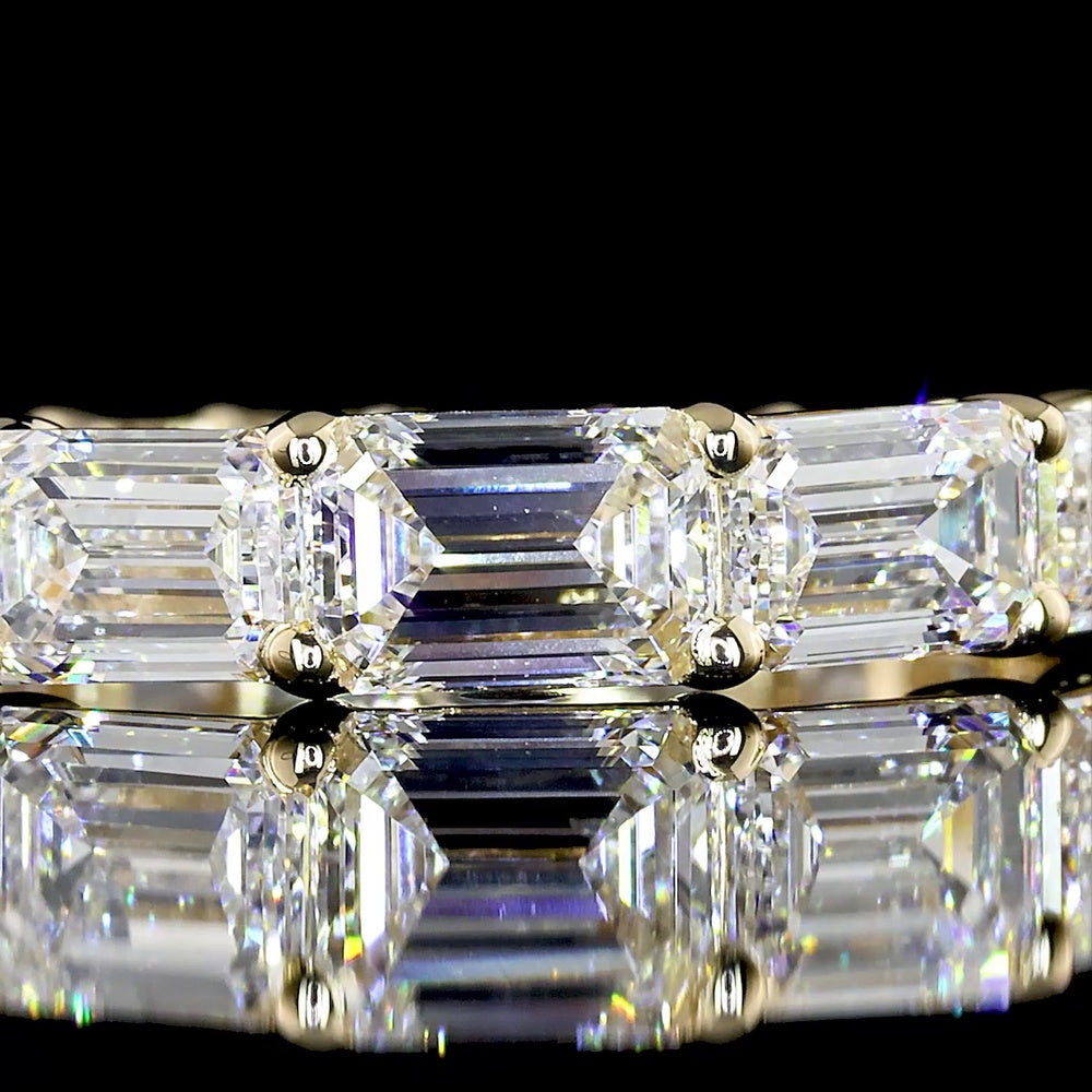 14K Yellow Gold East-West Eternity Band with 2.76 Carat Lab-Grown Emerald Cut Diamonds - E-F Color, VS Clarity, 17 Stones - Covaloro Fine Jewelry
