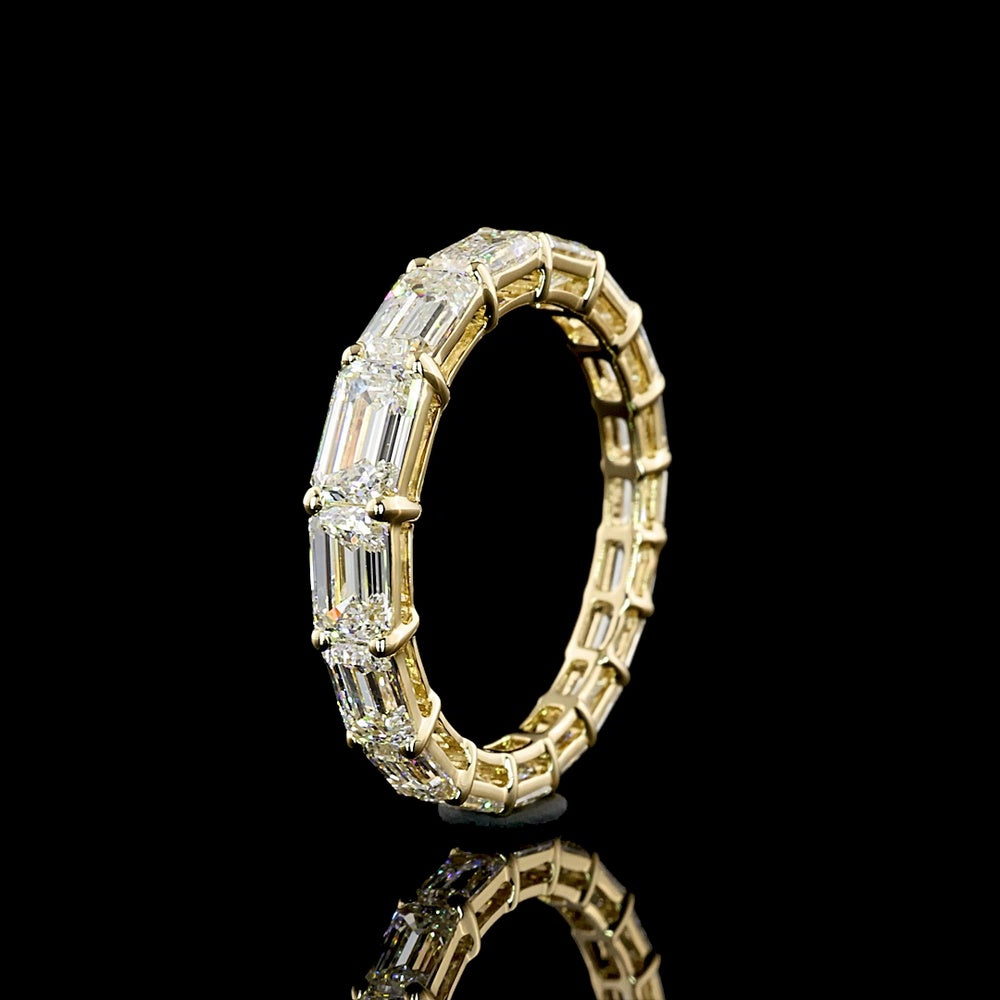 14K Yellow Gold East-West Eternity Band with 2.76 Carat Lab-Grown Emerald Cut Diamonds - E-F Color, VS Clarity, 17 Stones - Covaloro Fine Jewelry