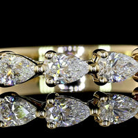 14K Yellow Gold East-West Eternity Band with 7 Pear Shape Lab Diamonds - 0.65 Total Carat Weight, E-F Color, VS Clarity - Covaloro Fine Jewelry