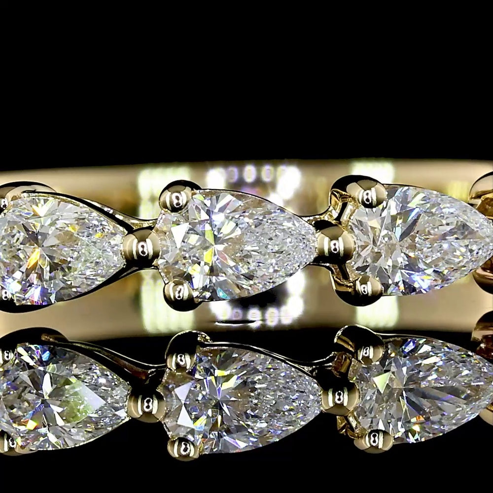 14K Yellow Gold East-West Eternity Band with 7 Pear Shape Lab Diamonds - 0.65 Total Carat Weight, E-F Color, VS Clarity - Covaloro Fine Jewelry