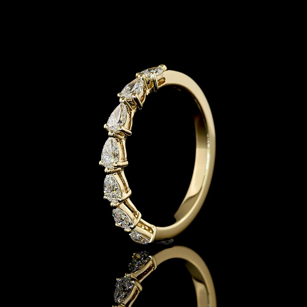 14K Yellow Gold East-West Eternity Band with 7 Pear Shape Lab Diamonds - 0.65 Total Carat Weight, E-F Color, VS Clarity - Covaloro Fine Jewelry