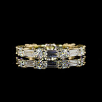 14K Yellow Gold East-West Eternity Band with Alternating Baguette and Brilliant Cut Lab Diamonds - 5.13 Carats Total Diamond Weight - Covaloro Fine Jewelry