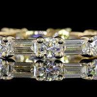 14K Yellow Gold East-West Eternity Band with Alternating Baguette and Brilliant Cut Lab Diamonds - 5.13 Carats Total Diamond Weight - Covaloro Fine Jewelry