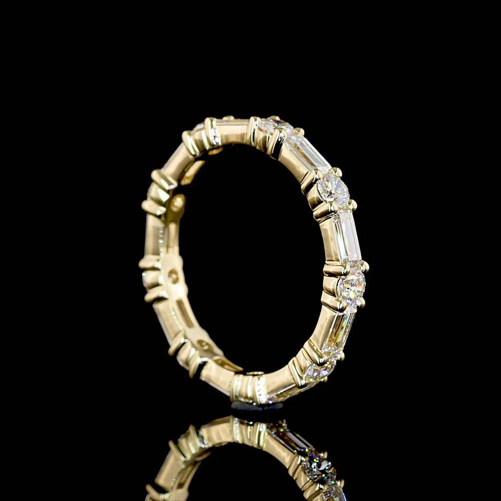 14K Yellow Gold East-West Eternity Band with Alternating Baguette and Brilliant Cut Lab Diamonds - 5.13 Carats Total Diamond Weight - Covaloro Fine Jewelry