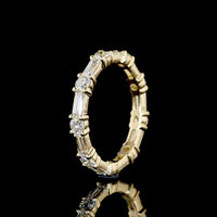 14K Yellow Gold East-West Eternity Band with Alternating Baguette and Brilliant Cut Lab Diamonds - 5.13 Carats Total Diamond Weight - Covaloro Fine Jewelry