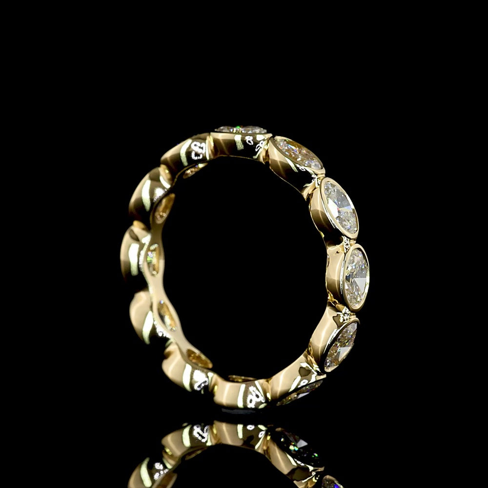 14K Yellow Gold East-West Eternity Band with Bezel Set Oval Cut Lab Diamonds - 1.76 Carat Total Weight - Covaloro Fine Jewelry
