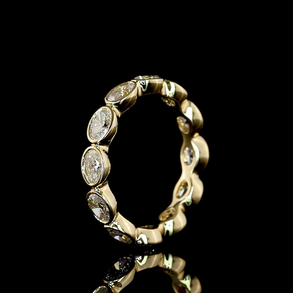 14K Yellow Gold East-West Eternity Band with Bezel Set Oval Cut Lab Diamonds - 1.76 Carat Total Weight - Covaloro Fine Jewelry