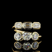 14K Yellow Gold East-West Eternity Band with Bezel Set Round and Emerald Cut Lab Diamonds - 1.79 Carats Total Diamond Weight - Covaloro Fine Jewelry