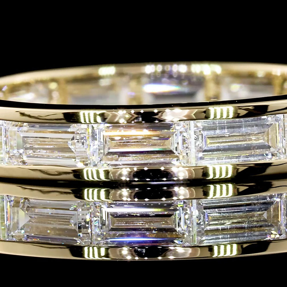 14K Yellow Gold East-West Eternity Band with Channel Set Baguette Lab Diamonds - 1.81 Carats Total Diamond Weight - Covaloro Fine Jewelry