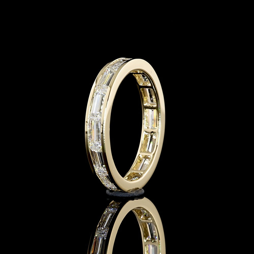 14K Yellow Gold East-West Eternity Band with Channel Set Baguette Lab Diamonds - 1.81 Carats Total Diamond Weight - Covaloro Fine Jewelry