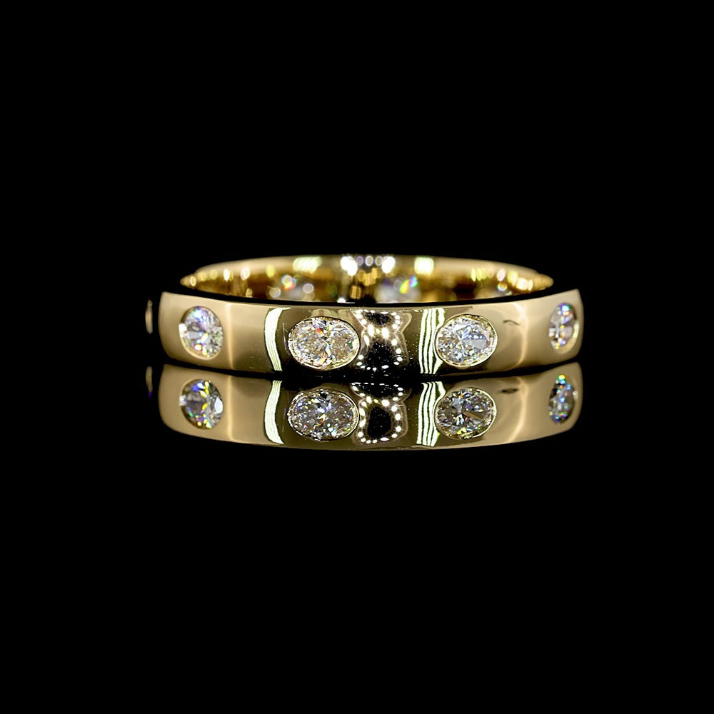 14K Yellow Gold East-West Eternity Band with Flush Set Oval Cut Lab Diamonds - 0.56 Carat Total Diamond Weight - Covaloro Fine Jewelry