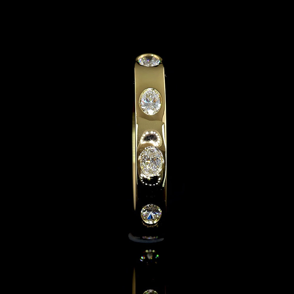 14K Yellow Gold East-West Eternity Band with Flush Set Oval Cut Lab Diamonds - 0.56 Carat Total Diamond Weight - Covaloro Fine Jewelry