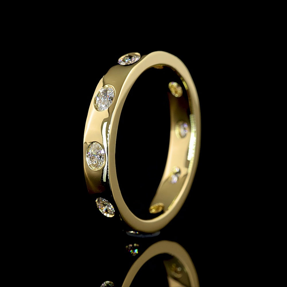 14K Yellow Gold East-West Eternity Band with Flush Set Oval Cut Lab Diamonds - 0.56 Carat Total Diamond Weight - Covaloro Fine Jewelry