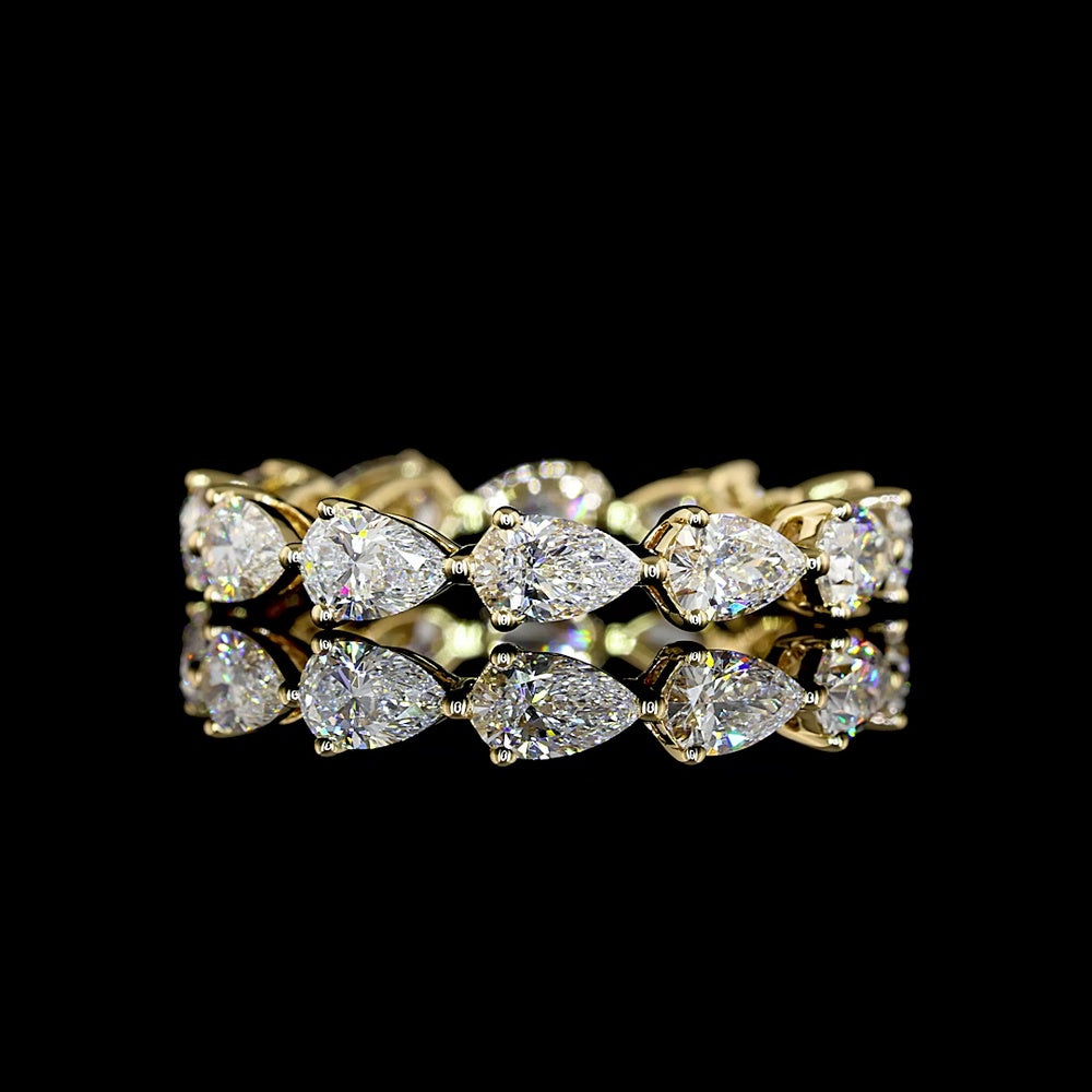 14K Yellow Gold East-West Eternity Band with Pear Shaped Lab Grown Diamonds - 1.83 Carats Total Diamond Weight - Covaloro Fine Jewelry